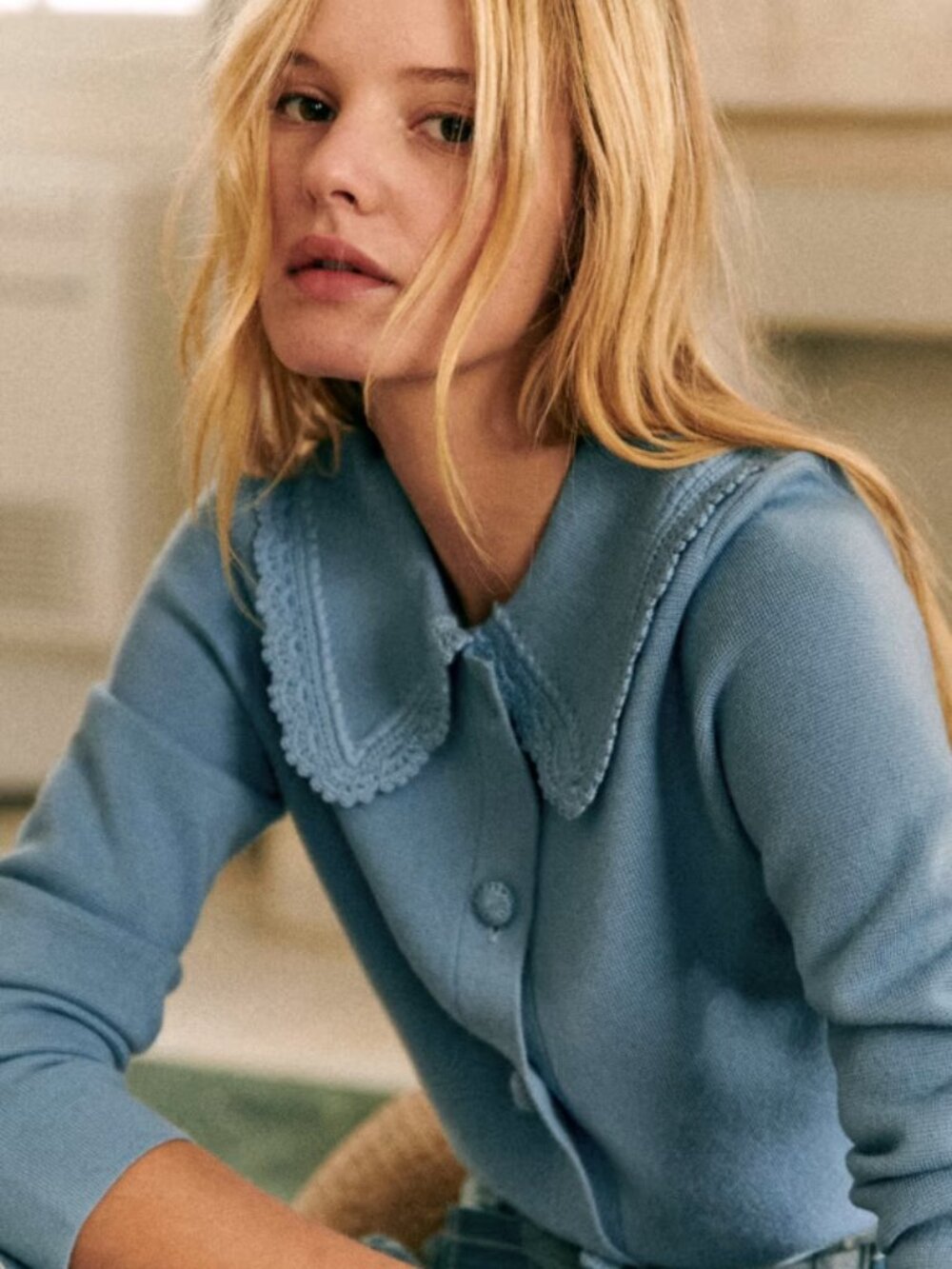 Sezane Bettany Cardigan - Vintage Blue - XXS
